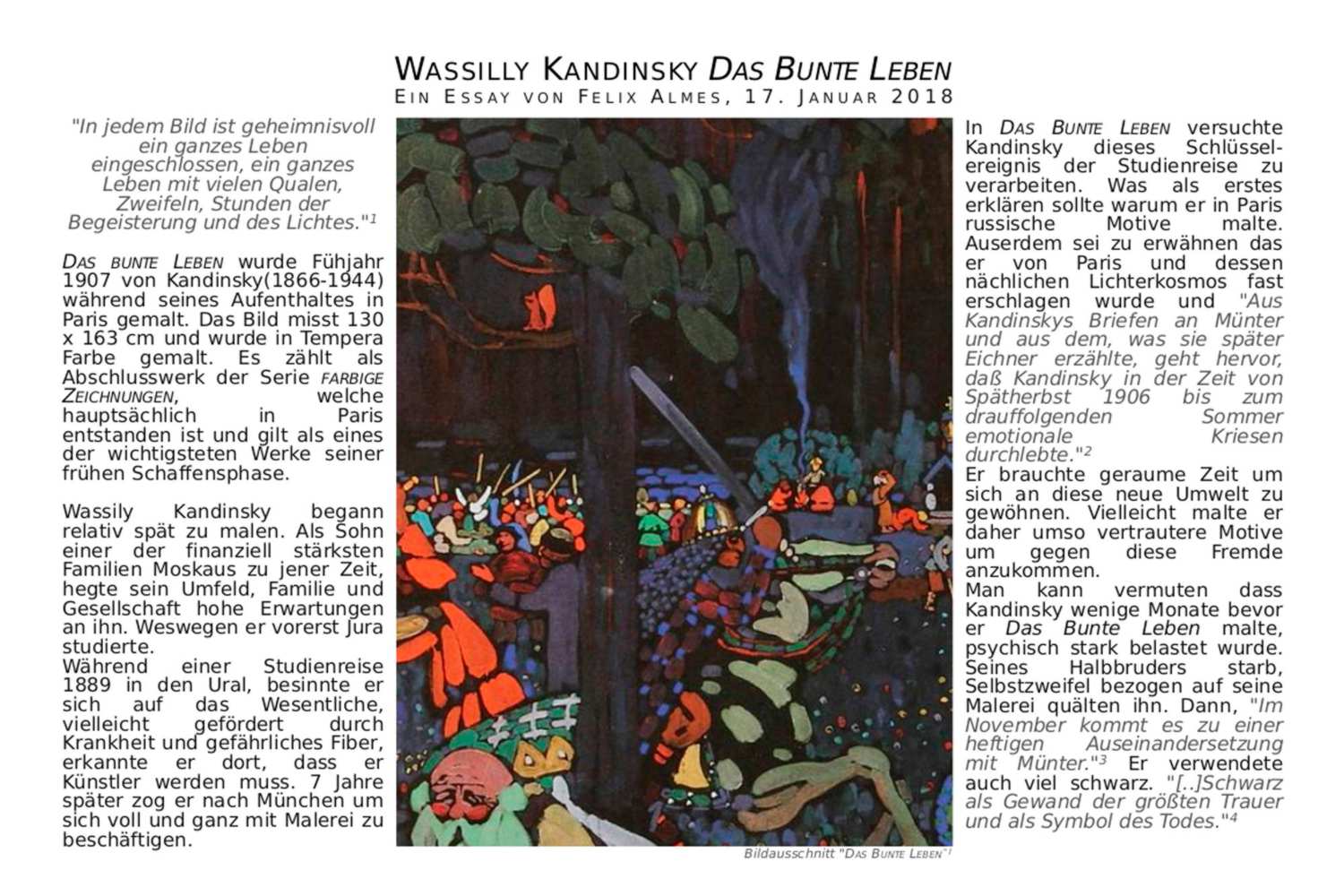 Wassilly Kandinsky – Das Bunte Leben,Essay, Felix Almes, 2018